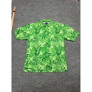 Tommy Hilfiger Golf Shirt Mens Large Green Tropical Palm Leaf Comfort Dry Polo